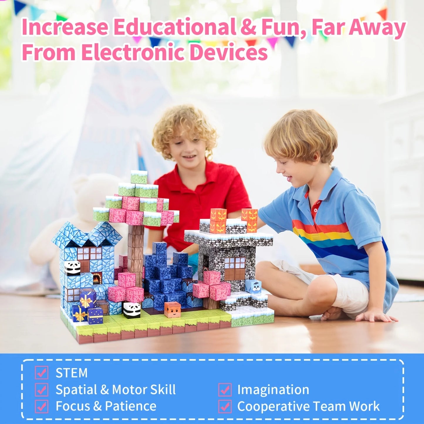My World Cube Diy Building Blocks Sets Creative 3D Puzzle Kids Toys Building Bricks Building Toy Gifts for Children