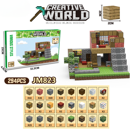 My World Cube Diy Building Blocks Sets Creative 3D Puzzle Kids Toys Building Bricks Building Toy Gifts for Children